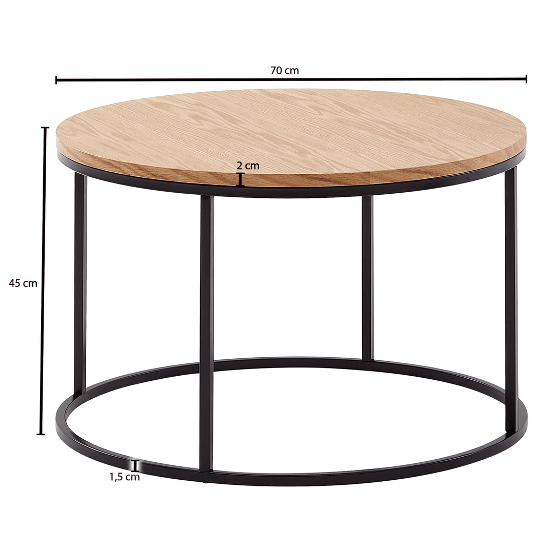 Couchtisch_ Holzmaserung_ Metallgestell_ Eichenfurnier_ Leichte Reinigung - KADIMA DESIGN_Größe_ 70x70x45 cm_