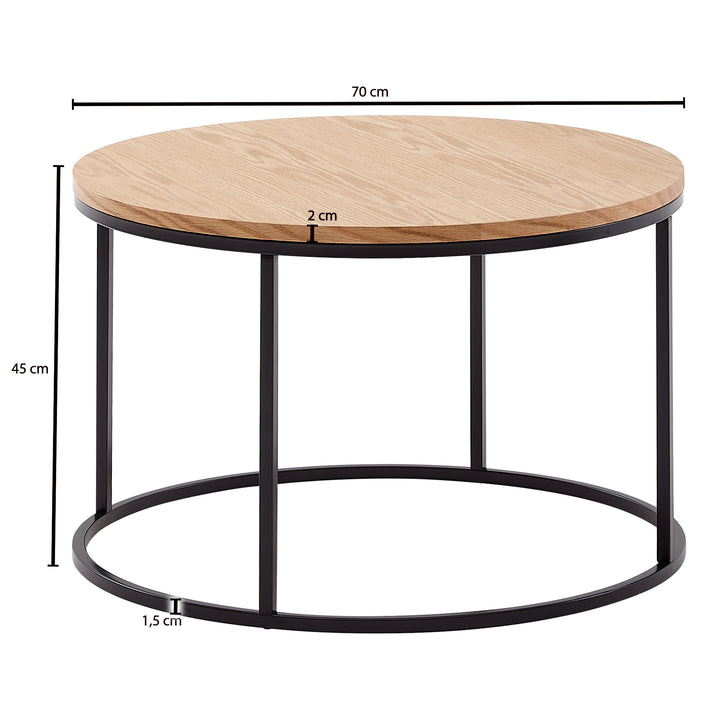 Couchtisch_ Holzmaserung_ Metallgestell_ Eichenfurnier_ Leichte Reinigung - KADIMA DESIGN_Größe_ 70x70x45 cm_