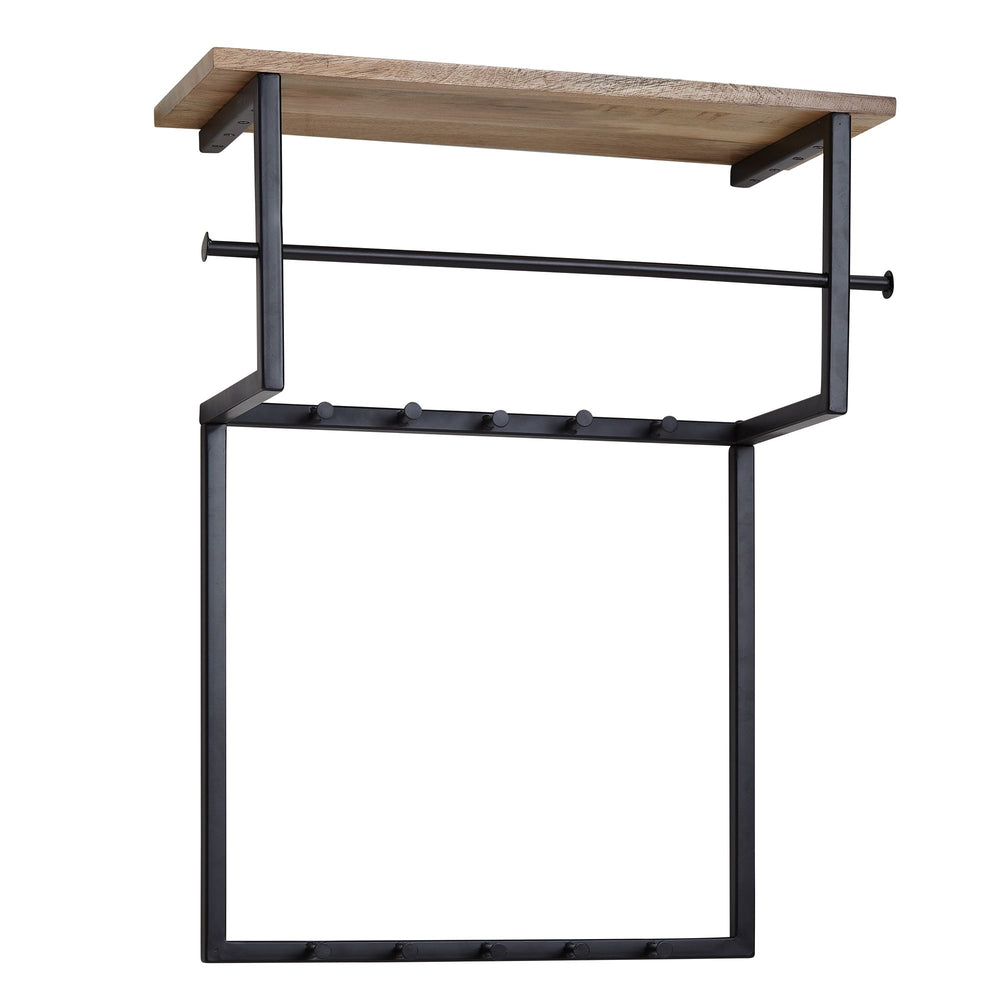 Wandgarderobe aus Massivholz und Metall_ 10 Haken_ Kleiderstange_ Ablage - KADIMA DESIGN_Größe_ 60x26x76 cm_