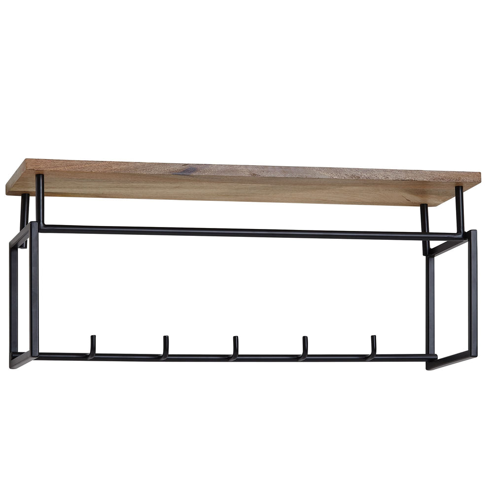 Wandgarderobe aus Mango Massivholz und Metall_ Stilvolle Lösung für den Eingangsbereich - KADIMA DESIGN_Größe_ 71x20x29 cm_