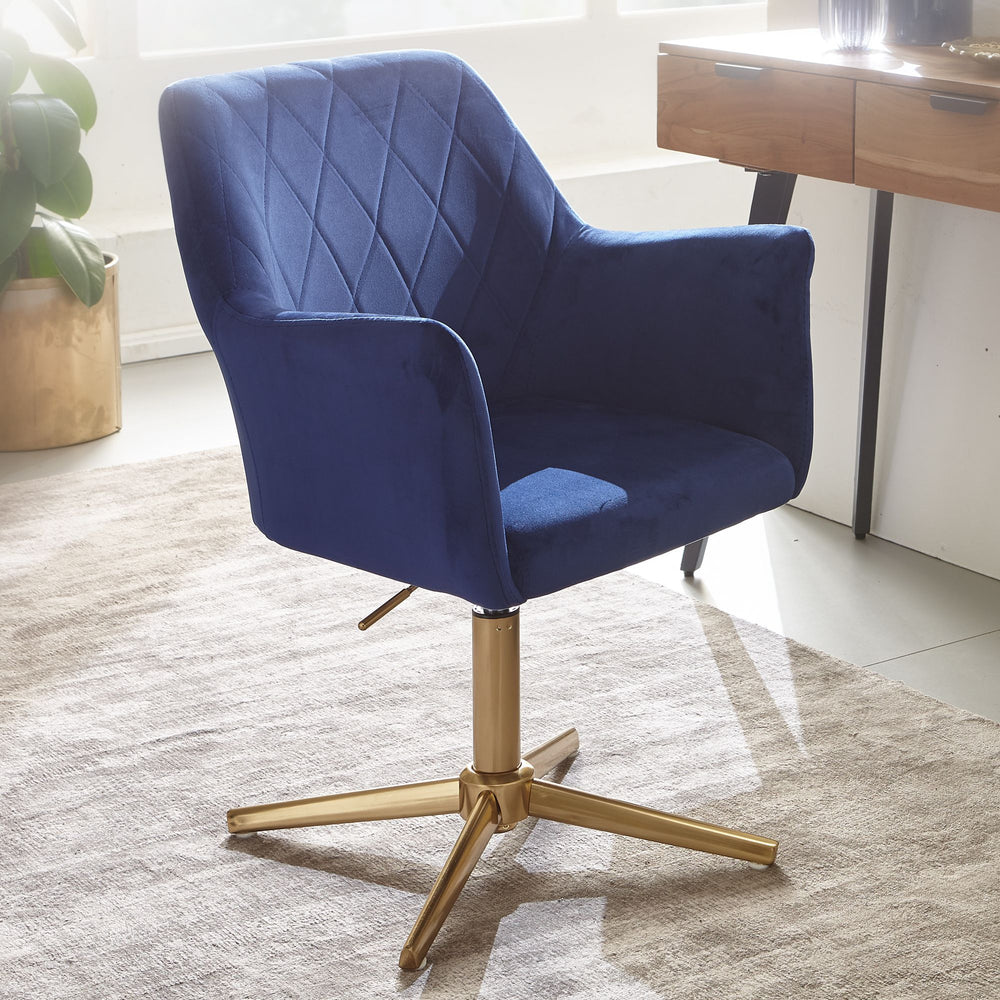 KADIMA DESIGN Sessel-Drehstuhl TANARO mit Armlehnen und Schreibtisch-Home-Office-Drehfunktion_Blau_#sku_BARWL6.307#
