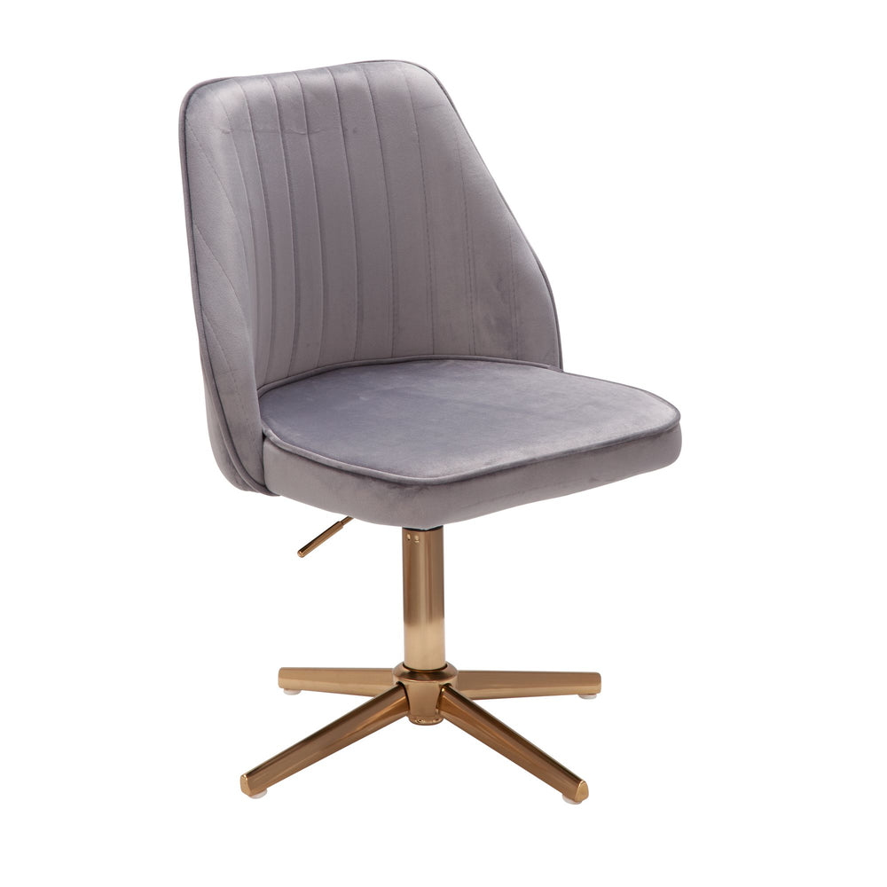 Samt Drehstuhl TANARO_ Höhenverstellbar_ 360° drehbar_ Samtbezug_ Eisenuntergestell_ 120 kg Belastung - KADIMA DESIGN_Farbe_ Grau_ Größe_ 60x60x100 cm_