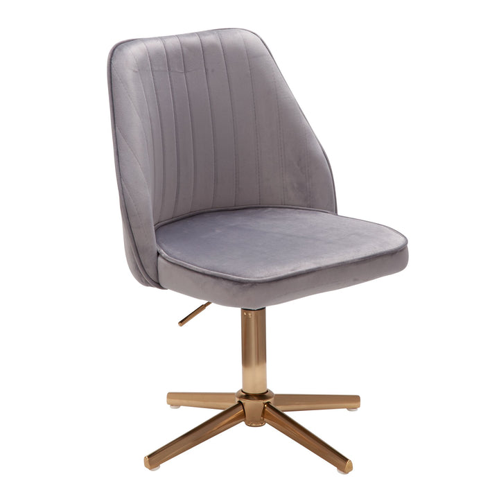 Samt Drehstuhl TANARO_ Höhenverstellbar_ 360° drehbar_ Samtbezug_ Eisenuntergestell_ 120 kg Belastung - KADIMA DESIGN_Farbe_ Grau_ Größe_ 60x60x100 cm_