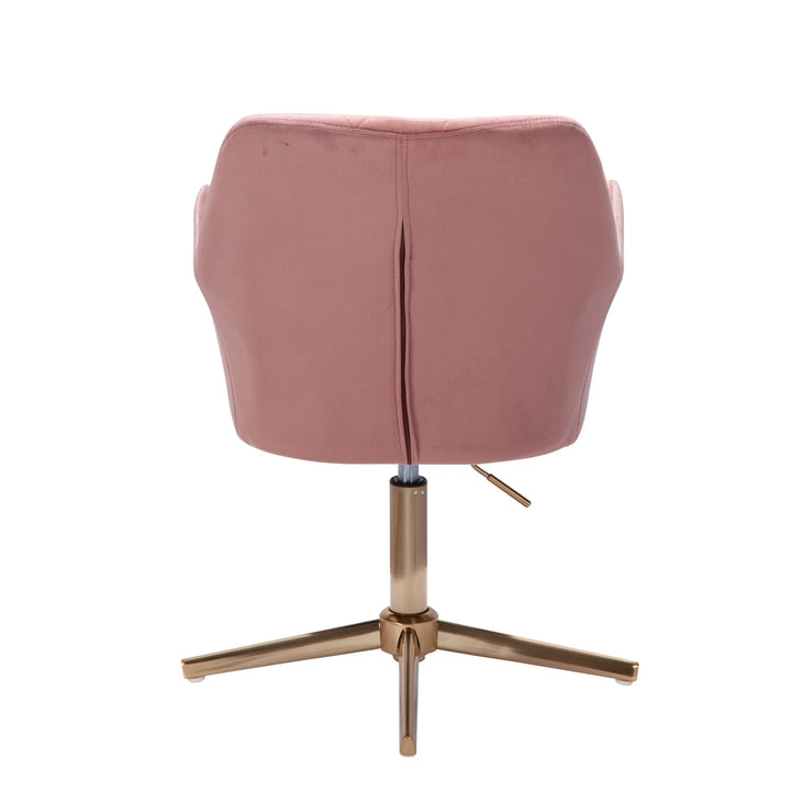 Sessel-Drehstuhl TANARO_ Samtbezug_ Eisenuntergestell_ Armlehnen_ 360° drehbar_ Polyesterstoff - KADIMA DESIGN_Farbe_ Rosa_ Größe_ 97x55x55 cm_