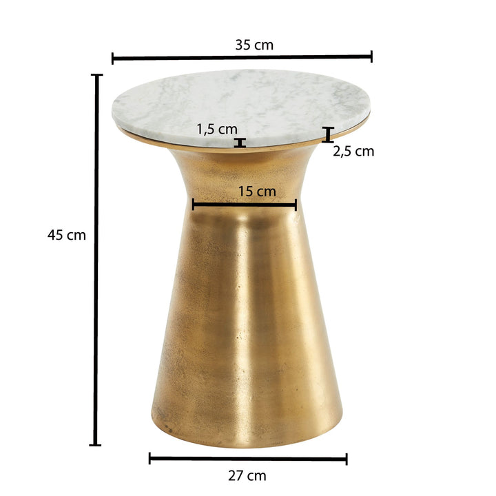 Echter Marmor Beistelltisch_ luxuriöses rundes Design_ goldfarbenes Metallgestell_ 35x35x45 cm - KADIMA DESIGN_Größe_ 35x35x45 cm_#sku_BARWL6.627#