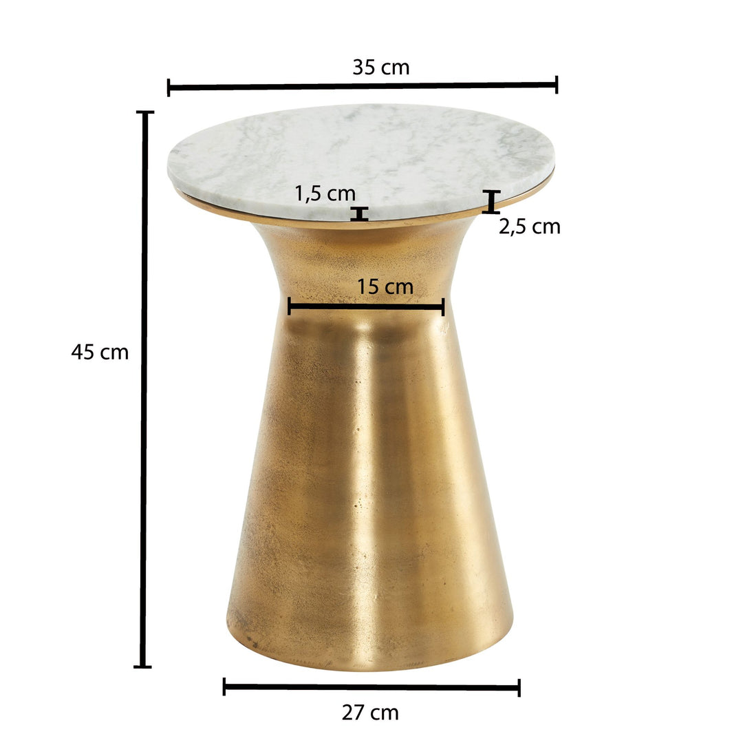 Echter Marmor Beistelltisch_ luxuriöses rundes Design_ goldfarbenes Metallgestell_ 35x35x45 cm - KADIMA DESIGN_Größe_ 35x35x45 cm_
