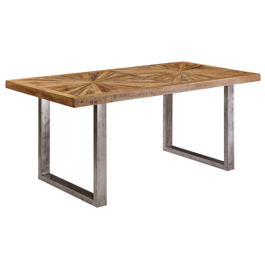 Massivholz Esstisch_ 180 x 90 cm_ rustikales Design_ Edelstahlbeine_ Mango Massivholz - KADIMA DESIGN_Größe_ 180x90x76 cm_
