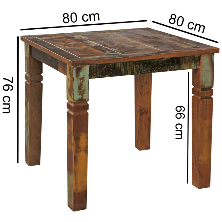 Esstisch DIANA_ Landhaus-Stil_ Massivholz_ 80x80 cm_ rustikal_ stabil_ pflegeleicht - KADIMA DESIGN_Farbe_ Beige_ Größe_ 80x80x76 cm_