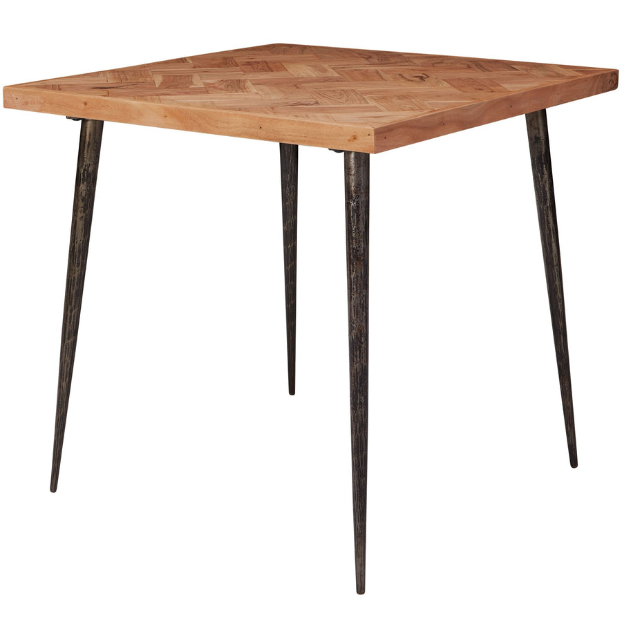 KADIMA DESIGN Industrial Esstisch - Quadratische Tischplatte mit Fischgrät-Muster aus Akazienholz - Modernes Esszimmermöbel_Beige_#sku_BARWL5.633#
