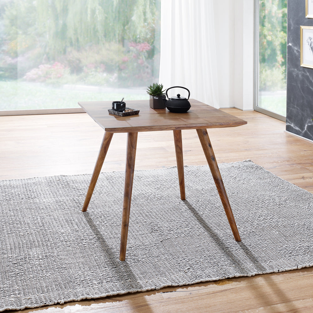 Retro Landhausstil Esstisch Massivholz - Braun_ 80 x 80 x 76 cm_ Handgefertigt_ KADIMA DESIGN_Größe_ 80x80x76 cm_