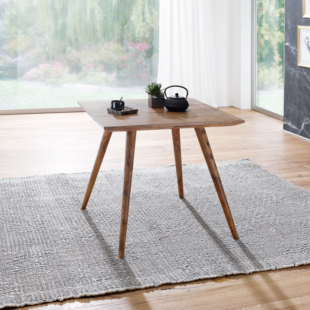 Retro Landhausstil Esstisch Massivholz - Braun_ 80 x 80 x 76 cm_ Handgefertigt_ KADIMA DESIGN_Größe_ 80x80x76 cm_