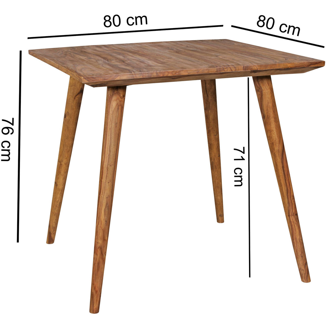 Retro Landhausstil Esstisch Massivholz - Braun_ 80 x 80 x 76 cm_ Handgefertigt_ KADIMA DESIGN_Größe_ 80x80x76 cm_