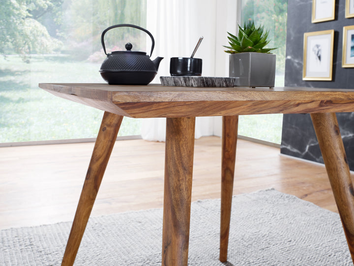 Retro Landhausstil Esstisch Massivholz - Braun_ 80 x 80 x 76 cm_ Handgefertigt_ KADIMA DESIGN_Größe_ 80x80x76 cm_