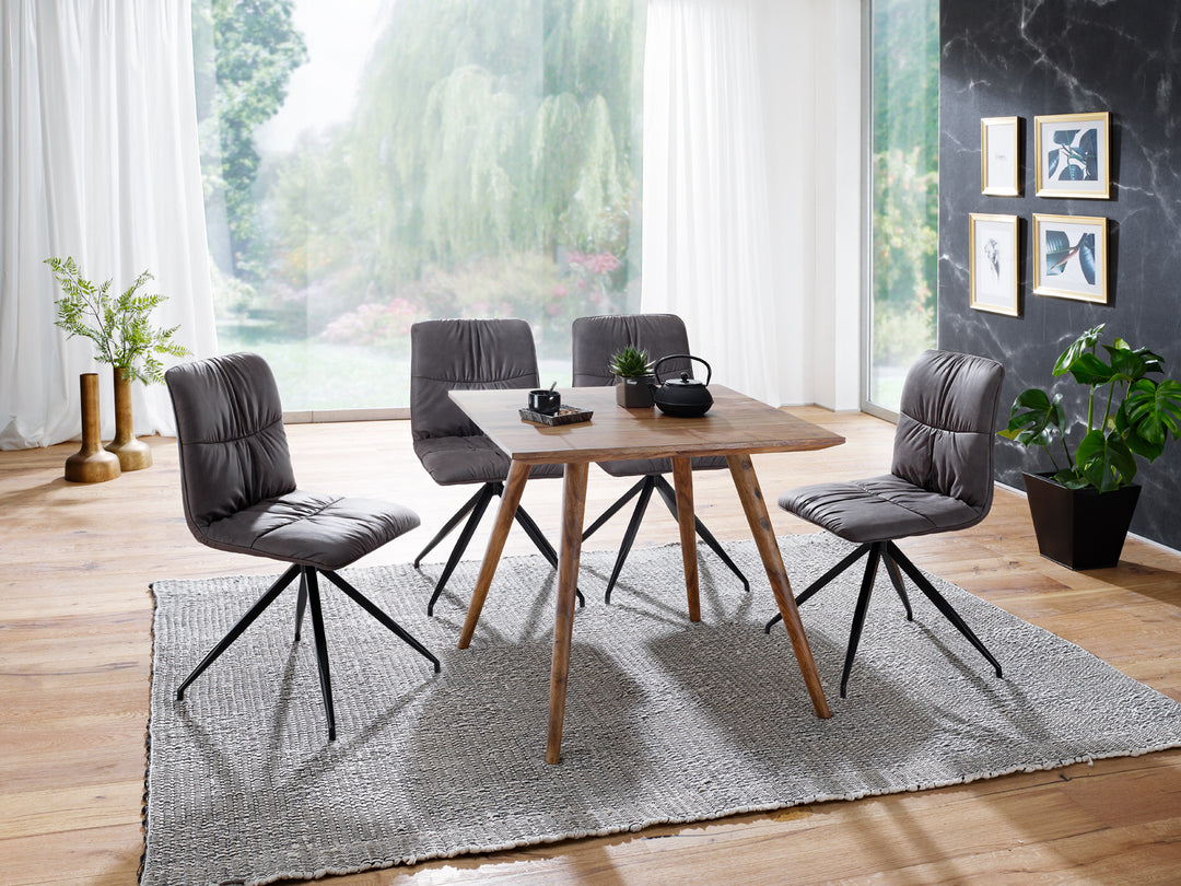 Retro Landhausstil Esstisch Massivholz - Braun_ 80 x 80 x 76 cm_ Handgefertigt_ KADIMA DESIGN_Größe_ 80x80x76 cm_