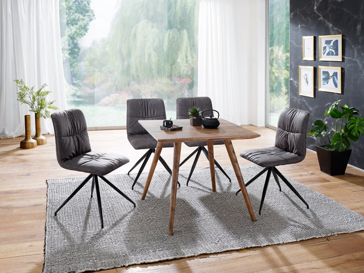 Retro Landhausstil Esstisch Massivholz - Braun_ 80 x 80 x 76 cm_ Handgefertigt_ KADIMA DESIGN_Größe_ 80x80x76 cm_