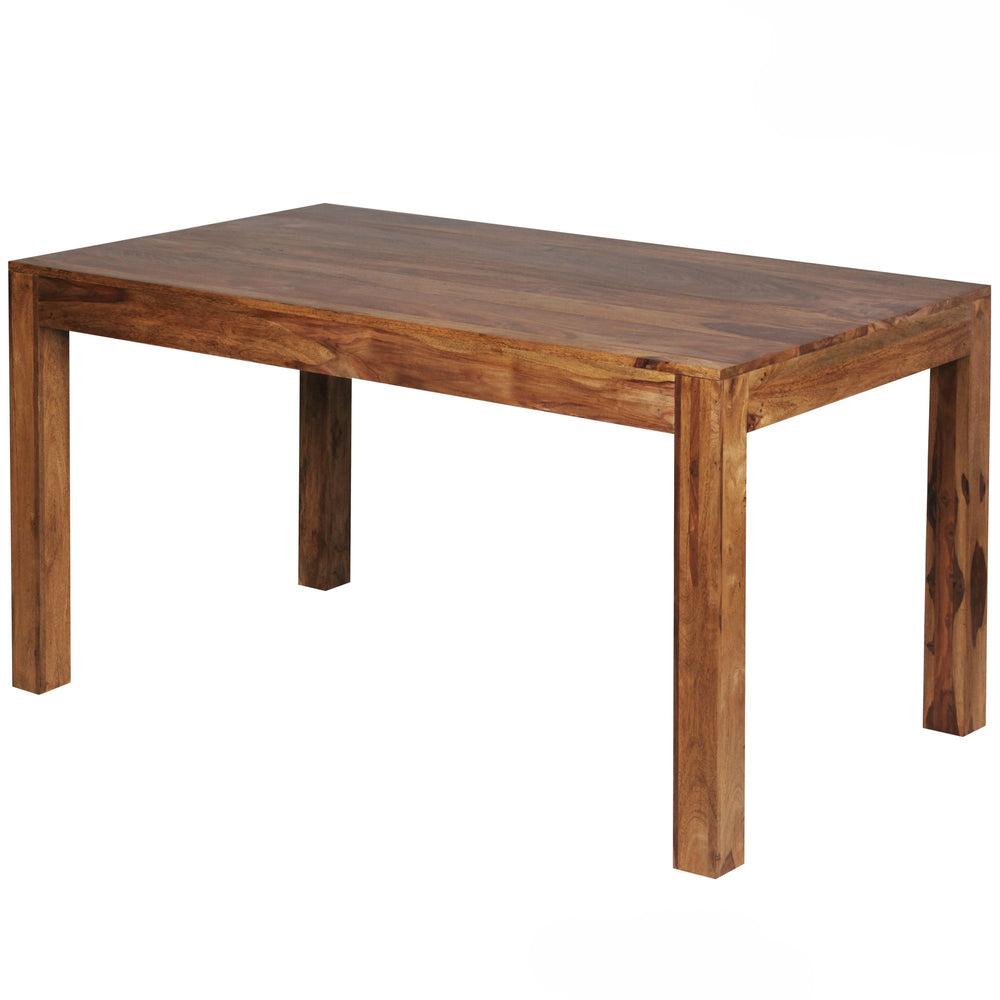 Massiver Sheesham Esstisch_ 140x80 cm_ modernes Design_ stabile Standbeine_ einfache Pflege_ ideal für Esszimmer und Küche - KADIMA DESIGN_Größe_ 140x80x76 cm_