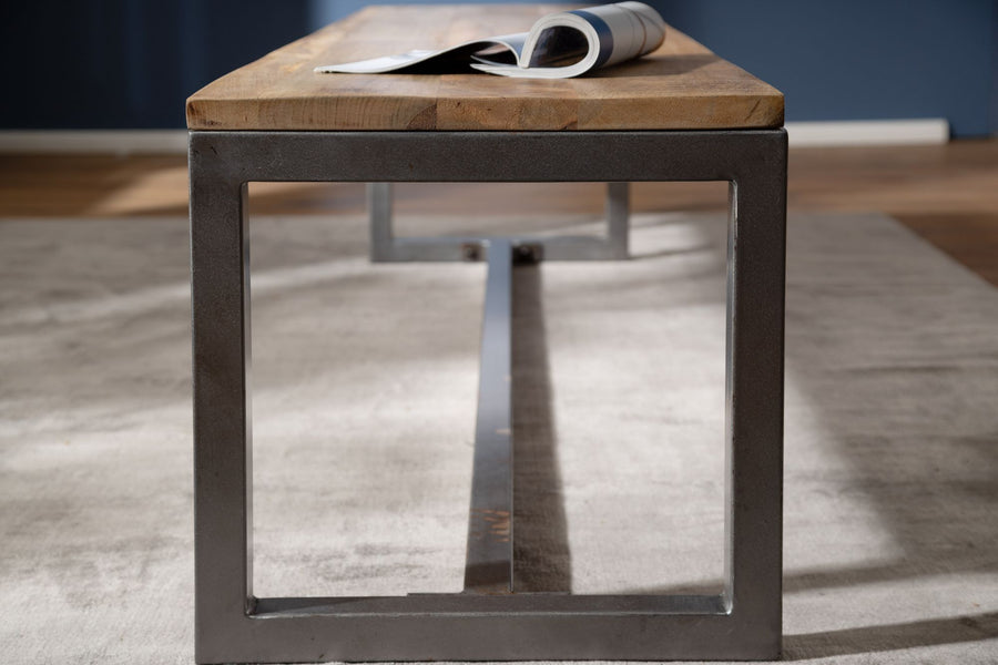 Vintage Esszimmerbank im Mangoholz-Stil mit Metallgestell_ Stabil &amp; Unikat - KADIMA DESIGN_Größe_ 120x45x46 cm_