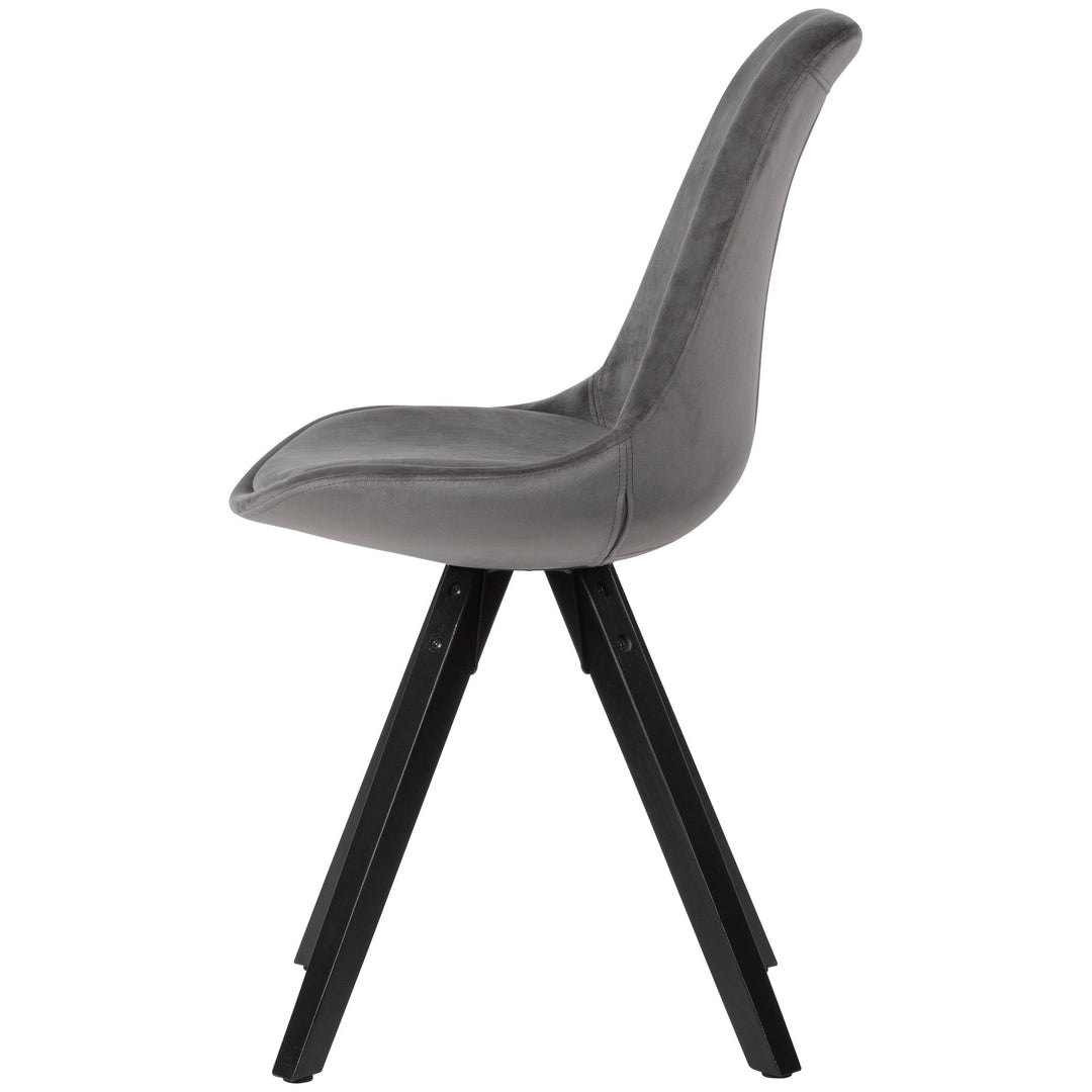 Esszimmerstuhl LUND_ Modernes Design_ Stoffbezug_ Holzstandbeine_ Filzgleiter_ einfache Montage - KADIMA DESIGN_Farbe_ Grau_ Material_ Samt_ Größe_ 49x52x87 cm_
