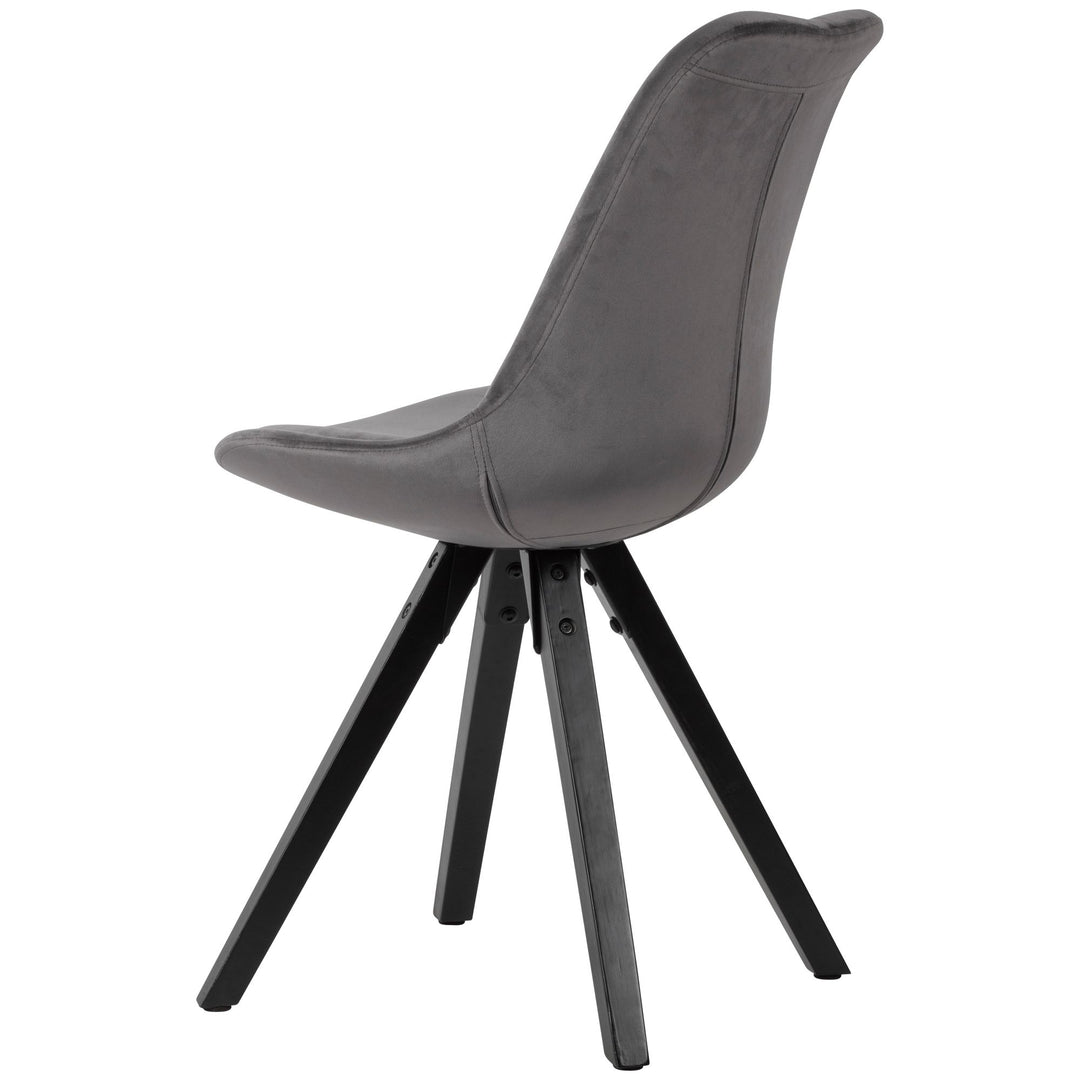 Esszimmerstuhl LUND_ Modernes Design_ Stoffbezug_ Holzstandbeine_ Filzgleiter_ einfache Montage - KADIMA DESIGN_Farbe_ Grau_ Material_ Samt_ Größe_ 49x52x87 cm_