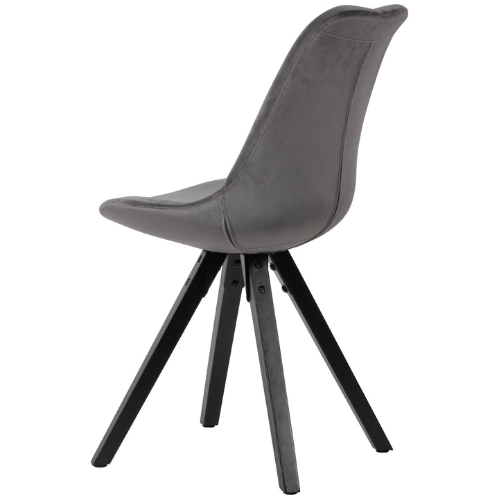 Esszimmerstuhl LUND_ Modernes Design_ Stoffbezug_ Holzstandbeine_ Filzgleiter_ einfache Montage - KADIMA DESIGN_Farbe_ Grau_ Material_ Samt_ Größe_ 49x52x87 cm_