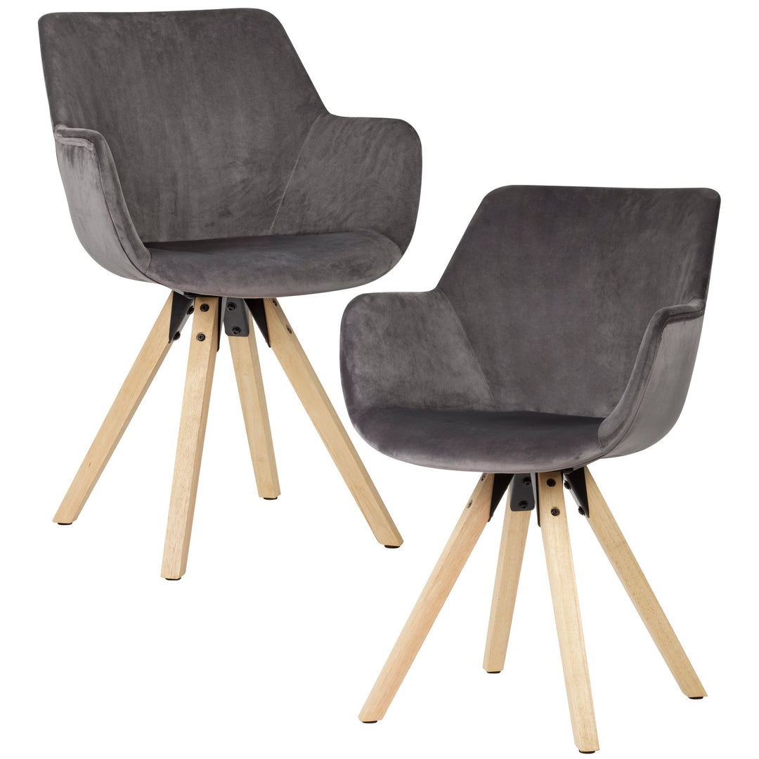 Esszimmerstuhl-Set ESENZIA_ Moderne Design_ Stoffbezug_ Armlehnen_ Filzgleiter_ verschiedene Farben und Größen - KADIMA DESIGN_Farbe_ Grau_ Material_ Samt_ Größe_ 54x58x85 cm_