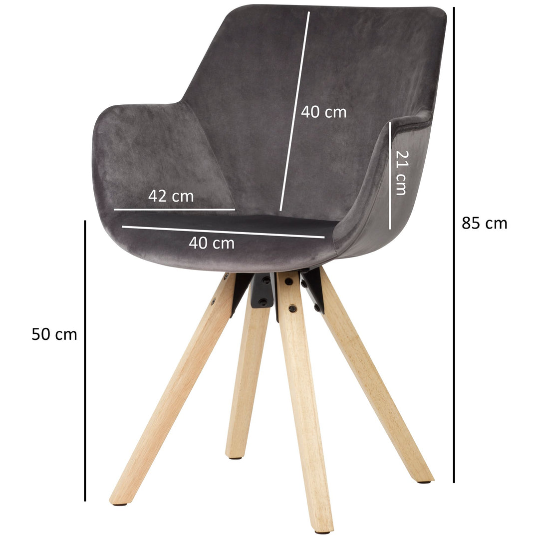 Esszimmerstuhl-Set ESENZIA_ Moderne Design_ Stoffbezug_ Armlehnen_ Filzgleiter_ verschiedene Farben und Größen - KADIMA DESIGN_Farbe_ Grau_ Material_ Samt_ Größe_ 54x58x85 cm_