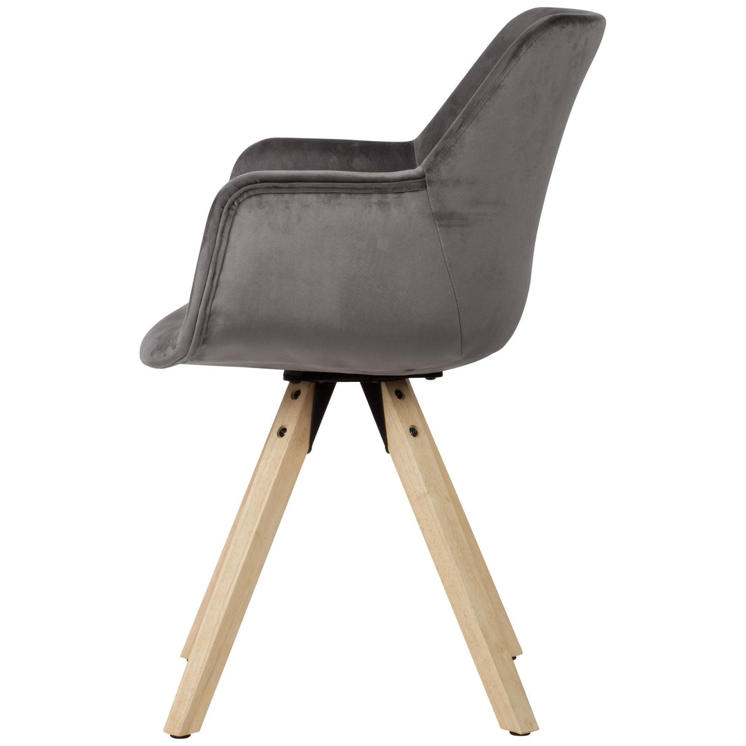 Esszimmerstuhl-Set ESENZIA_ Moderne Design_ Stoffbezug_ Armlehnen_ Filzgleiter_ verschiedene Farben und Größen - KADIMA DESIGN_Farbe_ Grau_ Material_ Samt_ Größe_ 54x58x85 cm_