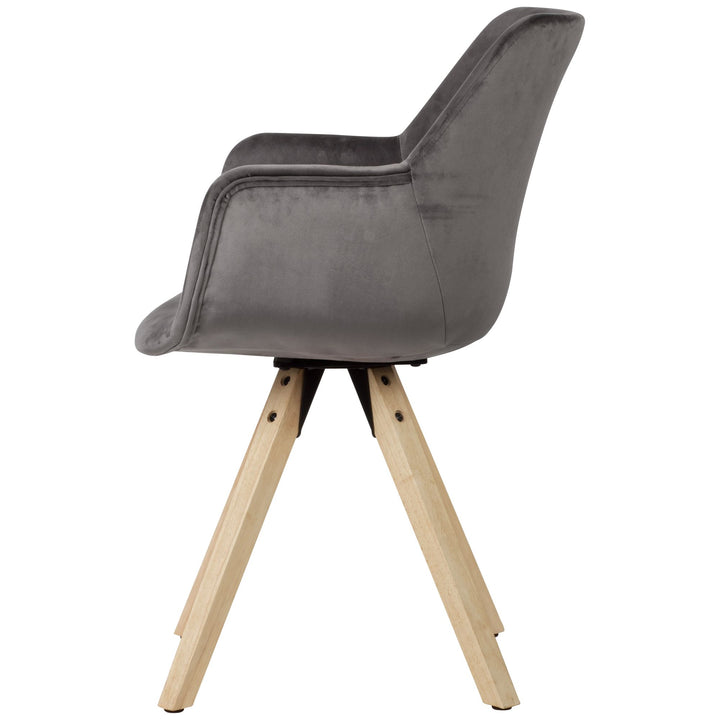 Esszimmerstuhl-Set ESENZIA_ Moderne Design_ Stoffbezug_ Armlehnen_ Filzgleiter_ verschiedene Farben und Größen - KADIMA DESIGN_Farbe_ Grau_ Material_ Samt_ Größe_ 54x58x85 cm_
