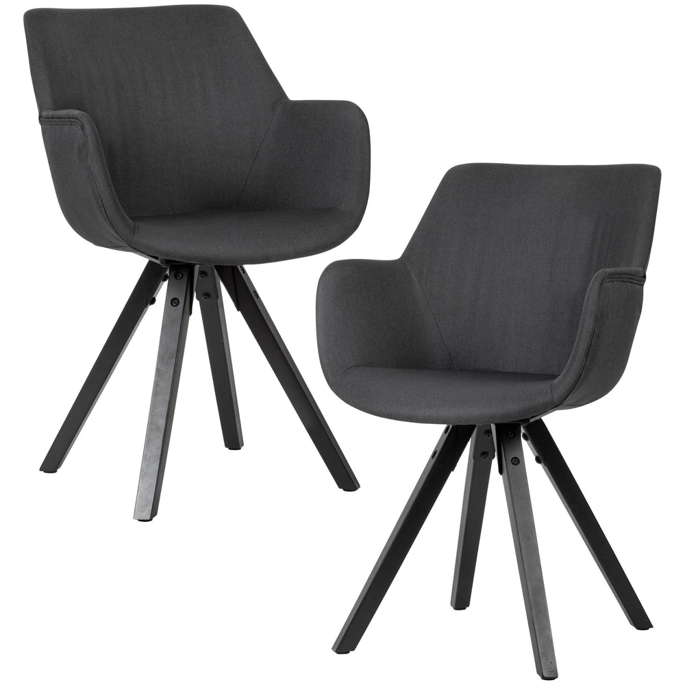 Esszimmerstuhl-Set ESENZIA_ Moderne Design_ Stoffbezug_ Armlehnen_ Filzgleiter_ verschiedene Farben und Größen - KADIMA DESIGN_Farbe_ Schwarz_ Material_ Stoff_ Größe_ 54x58x85 cm_
