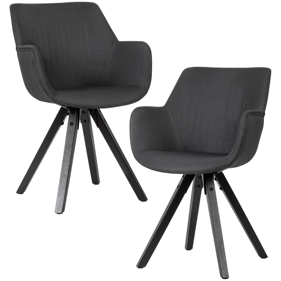 Esszimmerstuhl-Set ESENZIA_ Moderne Design_ Stoffbezug_ Armlehnen_ Filzgleiter_ verschiedene Farben und Größen - KADIMA DESIGN_Farbe_ Schwarz_ Material_ Stoff_ Größe_ 54x58x85 cm_