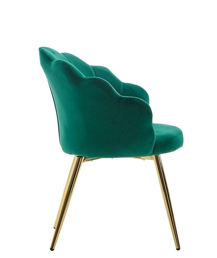 Esszimmerstuhl TULIP_ Skandinavisches Design_ Samtbezug_ goldene Metallbeine_ Kunststoffkappen - KADIMA DESIGN_Farbe_ Grün_ Größe_ 53x48x80 cm_