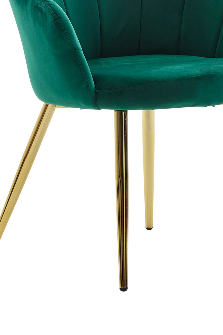 Esszimmerstuhl TULIP_ Skandinavisches Design_ Samtbezug_ goldene Metallbeine_ Kunststoffkappen - KADIMA DESIGN_Farbe_ Grün_ Größe_ 53x48x80 cm_