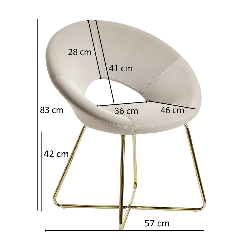 Esszimmerstuhl NETO_ Samtbezug_ Metallbeine_ 57x83x60 cm_ Kunststoffnoppen_ Hellgrau/Beige/Rosa/Dunkelgrau - KADIMA DESIGN_Farbe_ Beige_ Größe_ 60x57x83 cm_