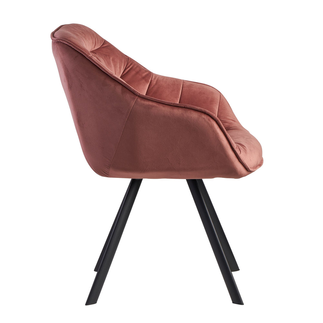 Esszimmerstuhl LOCHE_ Samtbezug_ Eisenstandbeine_ 60x85x64 cm_ Grün/Rosa/Beige_ einfache Montage - KADIMA DESIGN_Farbe_ Rosa_ Material_ Samt_ Größe_ 64x60x85 cm_