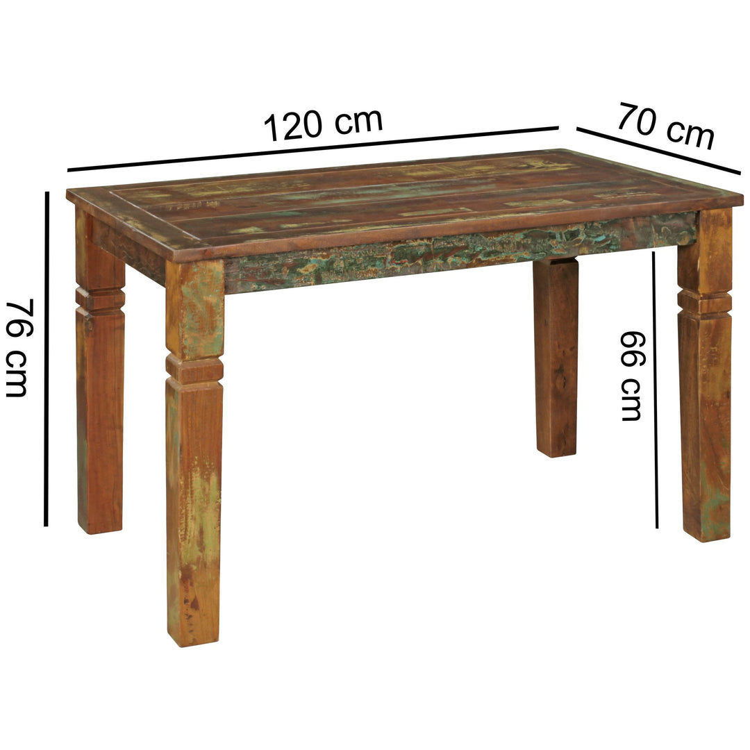 Esstisch Diana Shabby Chic - 120x70 cm_ Mango Massivholz_ Braun_ Klarlack-Beschichtung_ KADIMA DESIGN_Größe_ 120x70x76 cm_