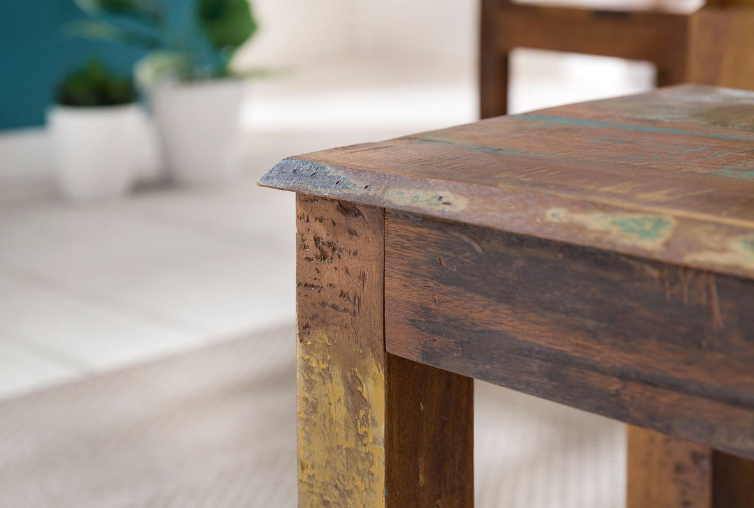 Shabby Mango Massivholz Esstisch - 180x90 cm_ Stabil_ Recyceltes Holz_ 6-8 Personen_ KADIMA DESIGN_Größe_ 180x90x76 cm_