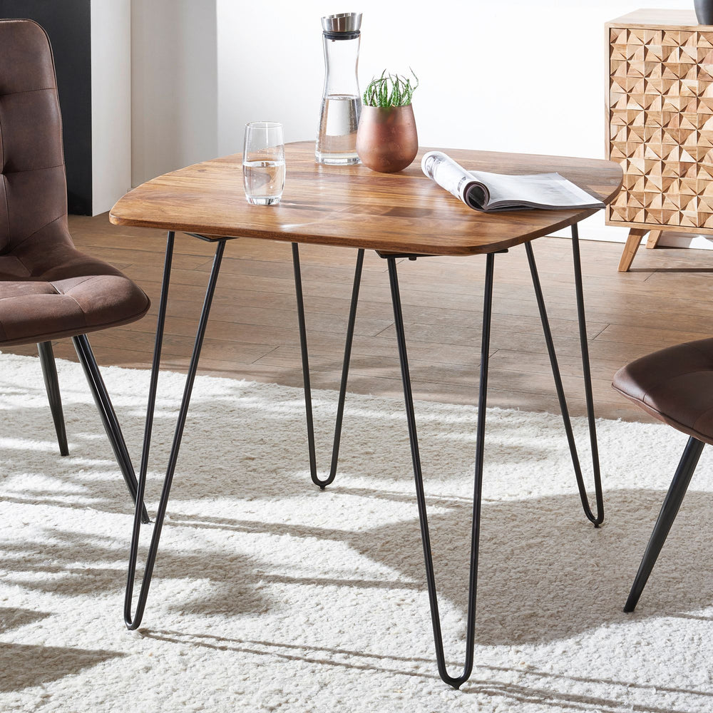 Massivholz Esszimmertisch_ Modernes Design_ abgerundete Ecken_ Sheesham_ 80x80x76 cm - KADIMA DESIGN_Größe_ 80x80x76 cm_