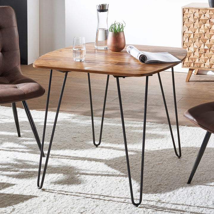 Massivholz Esszimmertisch_ Modernes Design_ abgerundete Ecken_ Sheesham_ 80x80x76 cm - KADIMA DESIGN_Größe_ 80x80x76 cm_