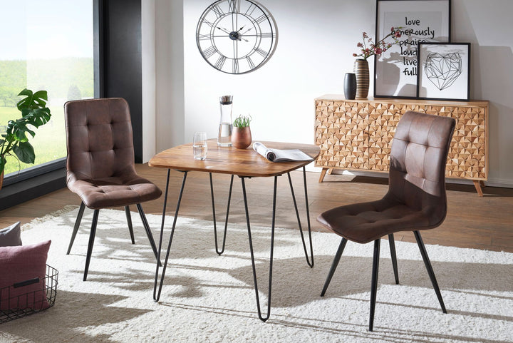 Massivholz Esszimmertisch_ Modernes Design_ abgerundete Ecken_ Sheesham_ 80x80x76 cm - KADIMA DESIGN_Größe_ 80x80x76 cm_