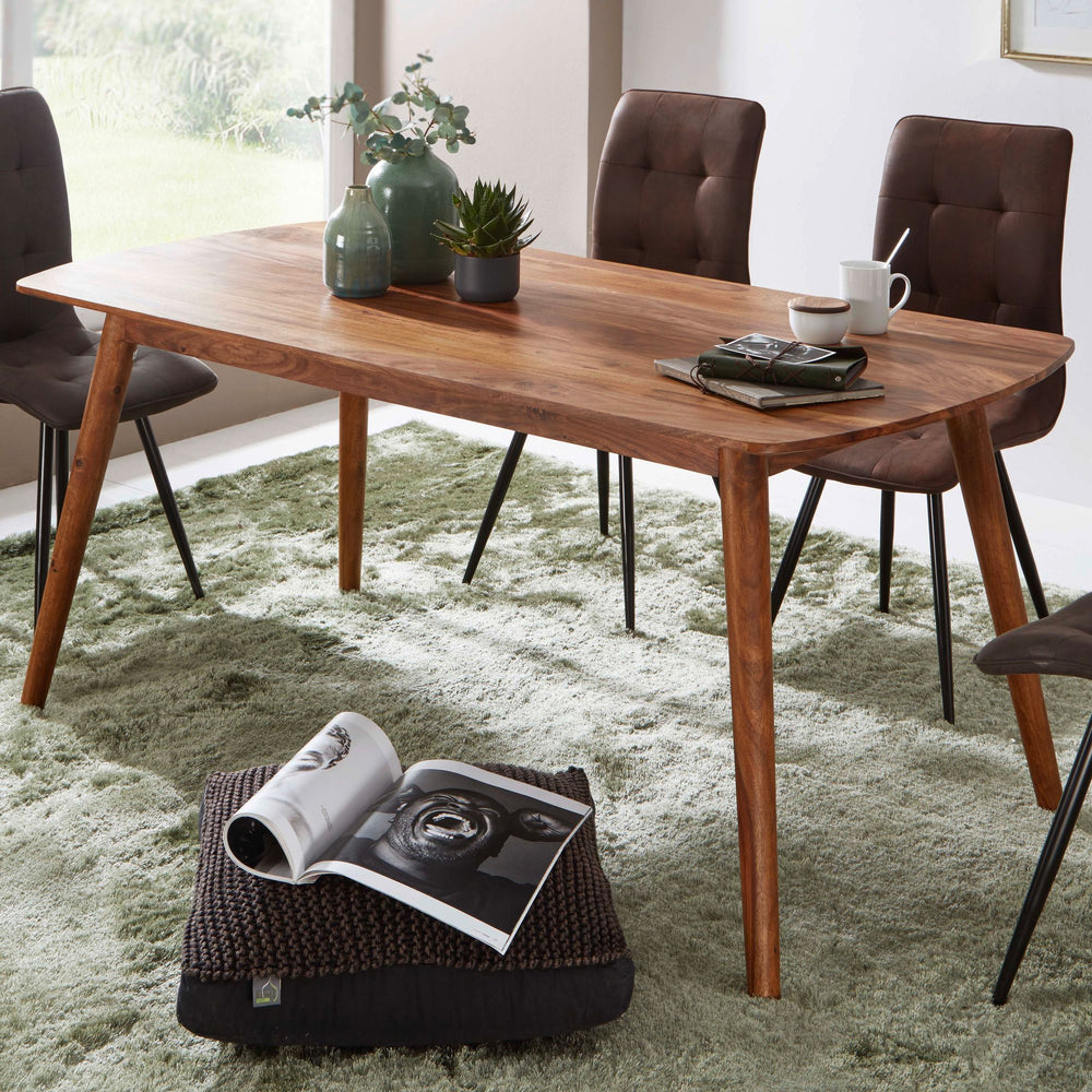 Massivholz Esstisch im modernen Landhausstil_ Sheesham_ abgerundete Ecken - KADIMA DESIGN_Größe_ 120x60x77 cm_