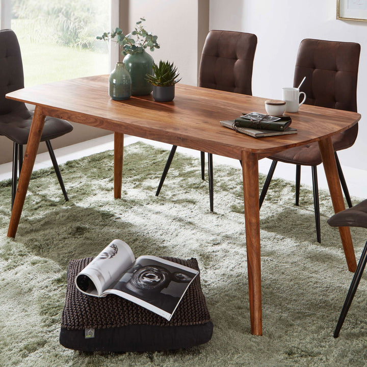 Massivholz Esstisch im modernen Landhausstil_ Sheesham_ abgerundete Ecken - KADIMA DESIGN_Größe_ 120x60x77 cm_