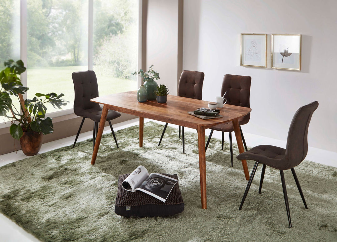 Massivholz Esstisch im modernen Landhausstil_ Sheesham_ abgerundete Ecken - KADIMA DESIGN_Größe_ 120x60x77 cm_