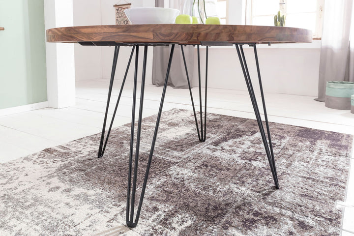 Massivholz Esszimmertisch im Landhaus Look_ 120 cm Durchmesser_ runde Form - KADIMA DESIGN_Größe_ 120x73x78 cm_