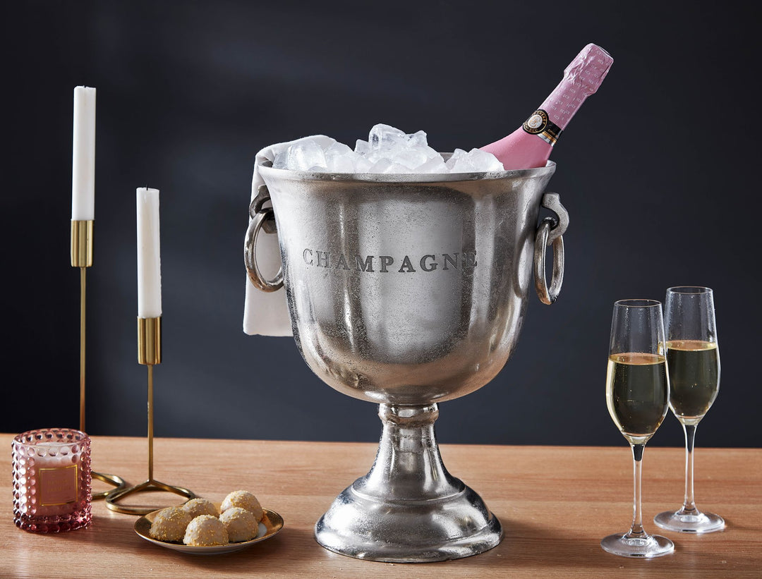 KADIMA DESIGN Champagnerkühler ALBEGNA Aluminium - Moderner Flaschenkühler für 2 Flaschen _Silber_#sku_BARWL6.468#