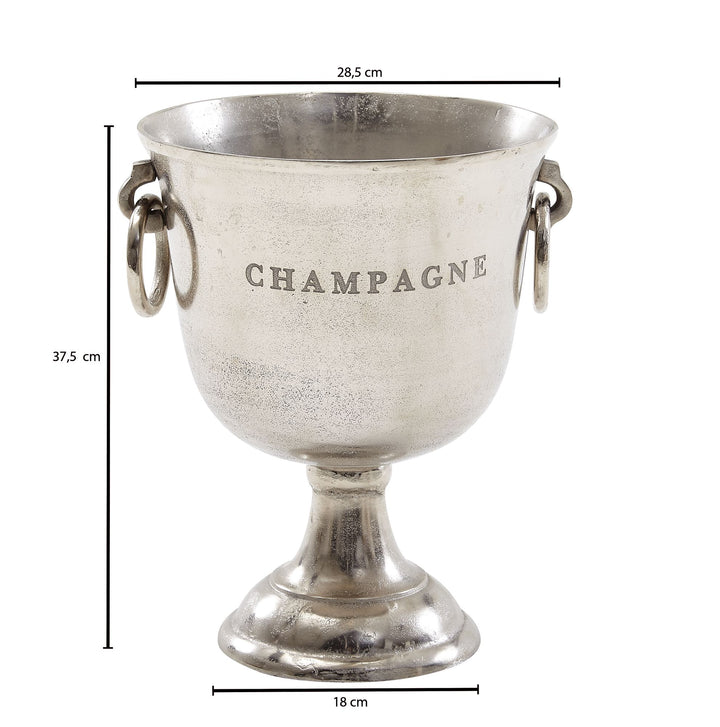 Champagnerkühler ALBEGNA_ Modernes Design_ Aluminium_ 2 Flaschen_ silber-/goldfarben_ Ringgriffe - KADIMA DESIGN_Farbe_ Silber_ Größe_ 29x29x38 cm_#sku_BARWL6.468#