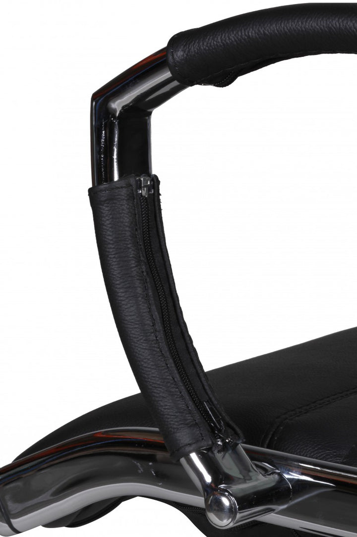 KADIMA DESIGN Ergonomischer Besucherstuhl aus echtem Leder - Stilvoll und komfortabel_Schwarz_#sku_BARSPM1.247#