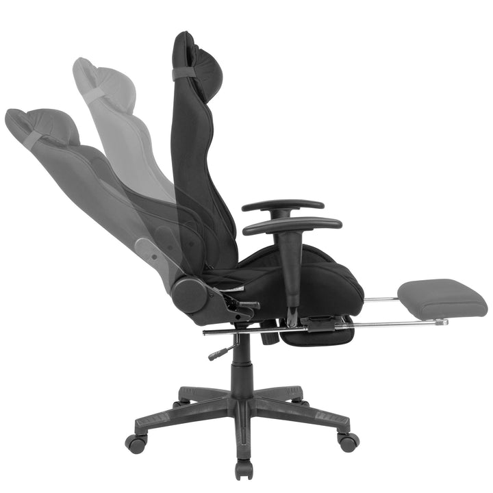 Gaming Schreibtischstuhl TEMPO_ Racing Design_ einstellbare Rückenlehne_ ausziehbare Fußstütze - KADIMA DESIGN_Größe_ 103x70x130 cm_