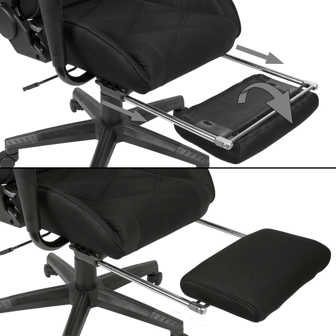 Gaming Schreibtischstuhl TEMPO_ Racing Design_ einstellbare Rückenlehne_ ausziehbare Fußstütze - KADIMA DESIGN_Größe_ 103x70x130 cm_