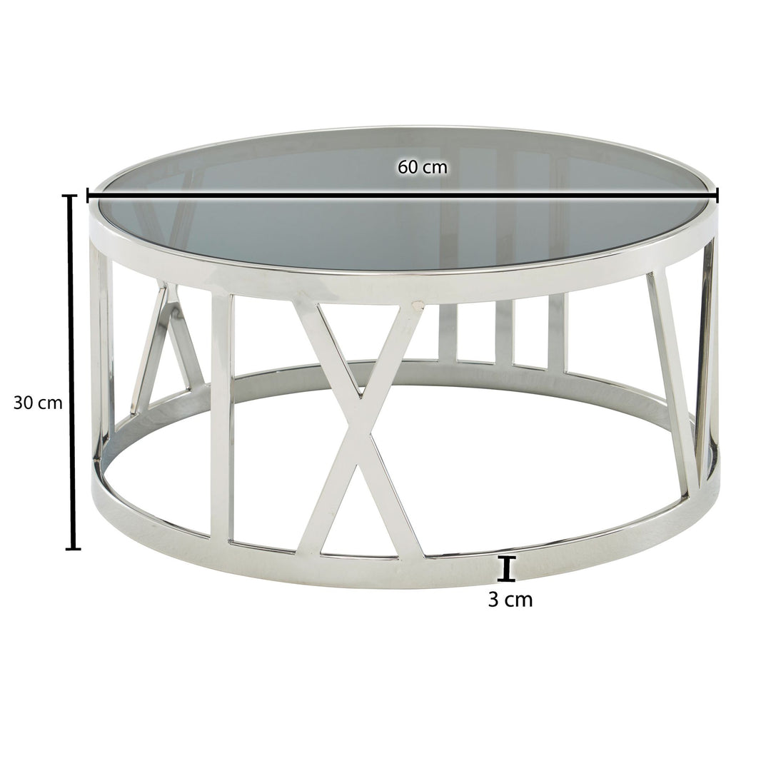 Couchtisch STABILUX_ Durchsichtige Glasplatte_ schwarzes Metallgestell_ 60x60x30 cm_ handgefertigt_ 20 kg Belastbarkeit - KADIMA DESIGN_Farbe_ Silber_ Größe_ 60x60x30 cm_