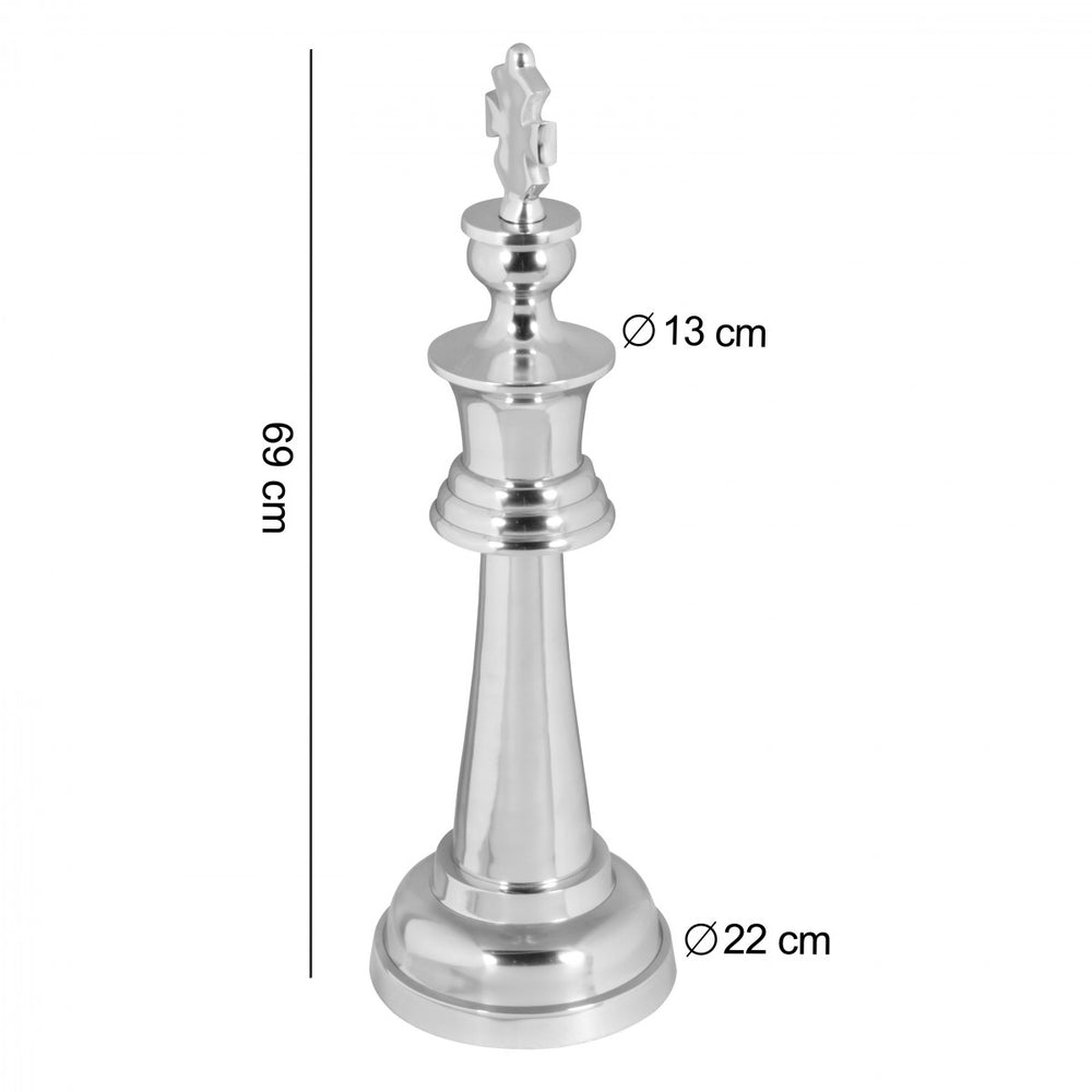 70 cm Schachfigur aus poliertem Aluminium_ Silberfarben - Stilvolle Dekoration - KADIMA DESIGN_Größe_ 22x22x70 cm_